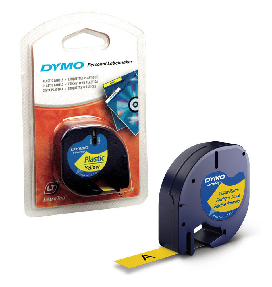 Artikelbild 1 für DYMO Schriftband LetraTag 91222 S0721620, 12 mm schwarz auf gelb, Artikelnummer 179085